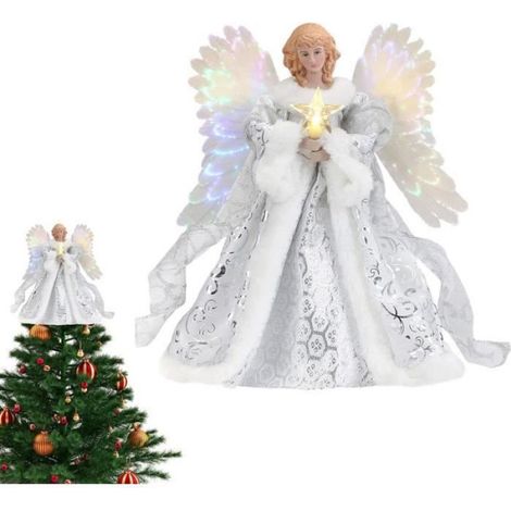Topper de sapin de Noël -décorations de sapin de Noël Topper de sapin d'ange pour la décoration de la maison de vacances (1/3)