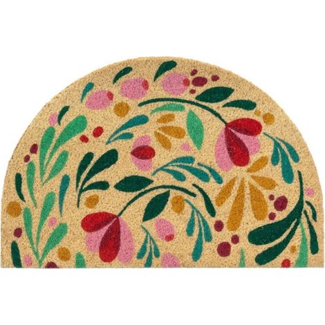 Zerbino semicircolare in cocco con motivo floreale, 60x40 cm (1/5)