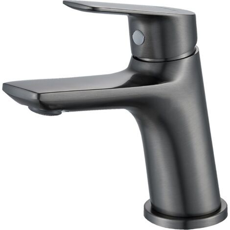 Robinet d'évier de salle de bain, robinet de lavabo avec mitigeur à levier unique, robinet de salle de bain, design économiseur d'eau avec contrôle de l'eau chaude et froide, gris acier (1/5)