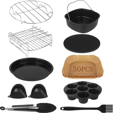 Zubehörset für Heißluftfritteusen (BPA-frei) – Kompatibel mit COSORI Turbo Tower Pro 10,8 l, Philips Airfryer XXL und Ninja MAX PRO AF180EU (5,5 l/6,4 l).