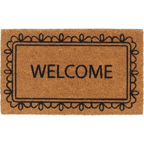 Tapis de porte-Paillasson naturel 45x75 cm fibre de coco touffeté 449967 (1/5)