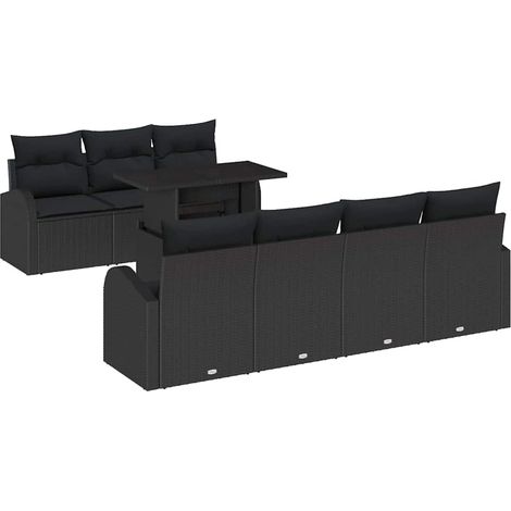 Maison Exclusive - Conjunto de sofá de jardín 8 pcs Negro Rattan