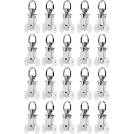 20 Pièces Rouleaux pour Rails de Rideaux en Métal, Accessoires de Glissement pour Voies de Rideau, Poulies pour Rails de Rideaux, Adaptés pour Salons, Chambres et Salles de Bain (1/5)