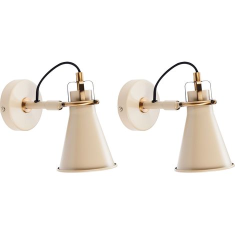 Wandlampe 2er Set MOYOLA verstellbar Metall Beige