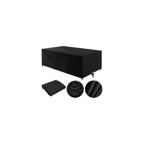 Funda para muebles de jardín (negra), 210 x 110 x 70 cm, tejido Oxford, impermeable, resistente al viento y a los rayos UV, funda rectangular para muebles de jardín - Crezuo (1/4)