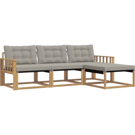 Set di divani da esterno 4 pcs Bianco e Grigio Chiaro vidaXL
