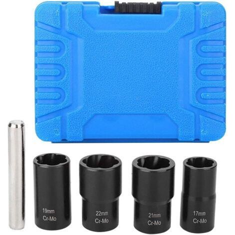 MSBD 5pcs Socket Set Locking Wheel Nut Bolt Stud Extractor Extractor 17mm 19mm 21mm 22mm Socket (1/5)