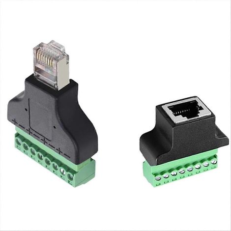 Adaptateur réseau RJ45 (fiche mâle/femelle vers bornier à vis 8 broches) - Connecteur RJ45 (prise jack) - Accessoires pour câble Internet et enregistreur numérique (1/5)