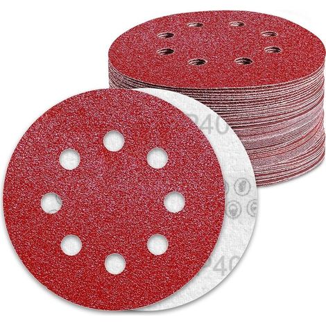 Disques abrasifs 125mm grain 40 Lot de 70 pièces Perforés pour ponçage métal, bois et plastique Pour ponceuse excentrique (1/5)
