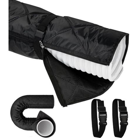 Gaine isolante matelassée pour tuyau de climatiseur,noir,avec 2 sangles à boucle réglables,pour conduit d'évacuation de climatiseur portable de 15 cm de diamètre (1/5)