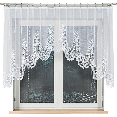 Berenika - Cortina jacquard confeccionada con abertura en la parte inferior - 330 x 120 cm - blanca (1/5)