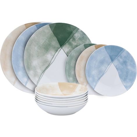 Set de 18 assiettes Abanico en porcelaine