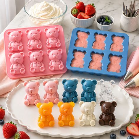 Eiswürfelform Teddybär, 2er-Set Lila Formen für Cocktails, Hausgemachte Eis am Stiel, Pudding und Dekorative Eiswürfel-lsw (1/5)