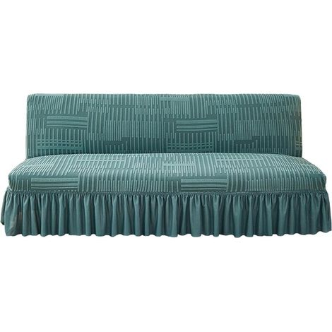 Bardusch-Housse futon extensible épaisse avec jupe amovible, sans accoudoirs, lavable, vert foncé, medium (1/5)