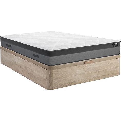 Ensemble 140 x 190 cm sommier coffre naturel clair + matelas ressorts ensachés et mémoire de forme ép.24cm - ILLUSION de YSMÉE (1/5)
