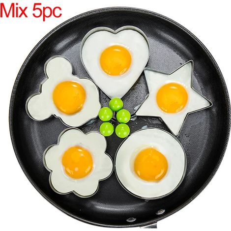 Acier inoxydable frit oeuf crêpe Shaper Omelette moule moule friture oeuf cuisson outils cuisine accessoires Gadget anneaux mélange 5 pc