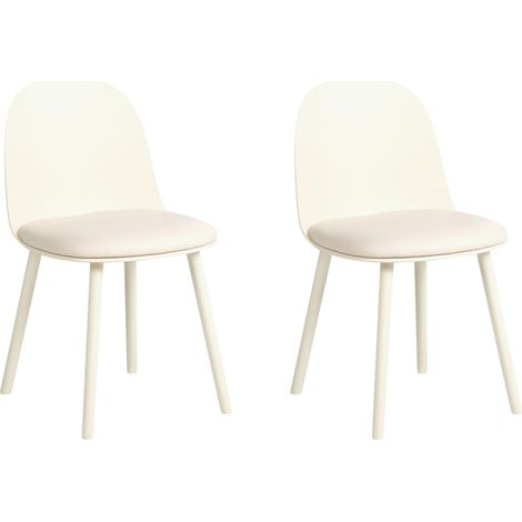 Set of 2 Dining Chairs Light Beige Faux Leather Upholstery Synthetic Frame Modern Style ANKENY (1/5)