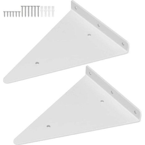 2 Pièces Supports d'étagère Flottants, XU, Supports à Tablettes Muraux Triangulaires Invisibles avec Vis, Equerre Etagere Murale Métal pour étagère pour Déco Salon - KZQ