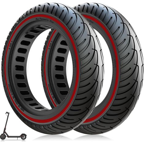 Pneu Plein 8 1/2 x2 Trottinette pour Xiaomi Pro 2 1S M365 Mi 3, Pneus Increvable 8,5 Pouces, Roue Pleine Trottinette 8.5x2 Pouces (50/75-6.1), Zéro-Entretien & Haute Durabilité, Rouge, 2PCS (1/5)