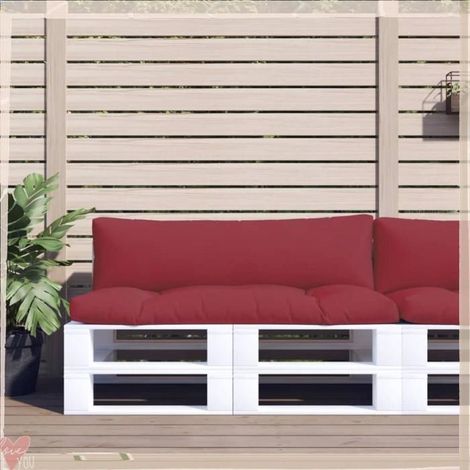 360931 Coussins de palette lot de 2 rouge bordeaux tissu (1/5)