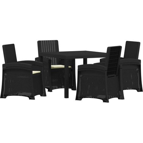 Garden Dining Set 5 pcs Anthracite and Cream PP vidaXL (1/5)