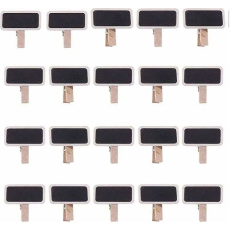 QORVA-50 Mini Tableau Noir Bois Message Rectangle Ardoise A Pince Clip Carte Panneau Memos Etiquette Prix Marque Place Numero Table/Photo/Tags/Décoration Mariage-Fei Yu