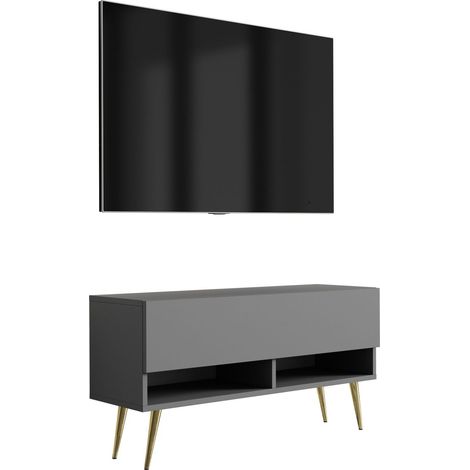 Mobile TV : Antracite, gambe inclinate dorate, 100 × 32 × 52 cm (1/5)