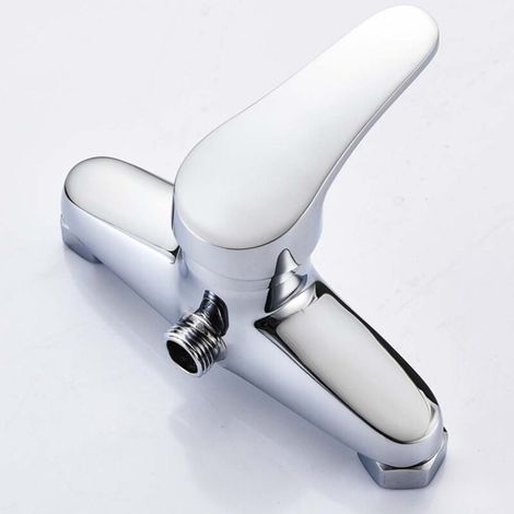Robinet de douche chromé à poignée unique, bec montant mural de 1/2 pouces, adapté aux colonnes de douche, robinets chauds et froids, argent