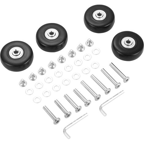Lntyq 4Pcs Bagages Valise Roues De Rechange, Roulettes Pivotantes En Caoutchouc Roulettes Roulements Kits De Réparation,Noir(50x18mm) (1/5)