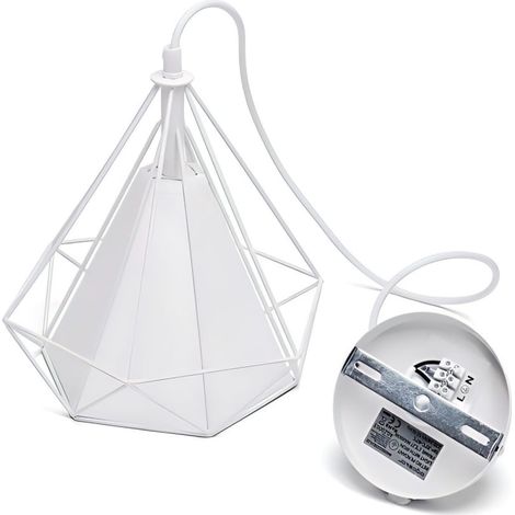 Suspension géométrique fer blanc, douille E27, éclairage léger et design pour maison (1/3)