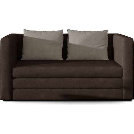 Petit canapé convertible tissu chocolat Mouva 132cm (1/5)