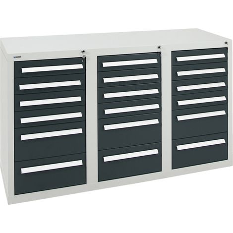 Stumpf Schubladenschrank Serie T-100/35-1, RAL 7035/7016, (1/3)