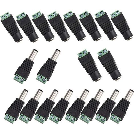 20Pcs DC Power Connector Male/Female 2.1 x 5.5mm Plug 12V Jack Socket Adapters, for CCTV Camera DVR Security System LED Light Plug