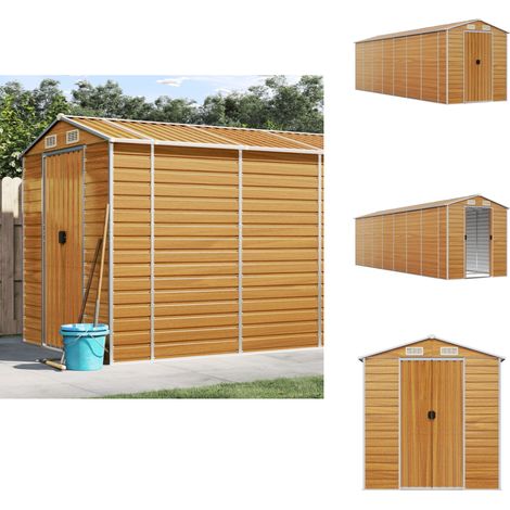 Gerätehaus Hellbraun 191x640x198 cm Verzinkter Stahl - Geräteschuppen - Gartenhaus - Werkzeuglager - Outdoor-Lagerraum - Stauraum (1/5)