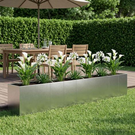 vidaXL Macetero de Jardín Plateado 360 x 40 x 60 cm Acero inoxidable (1/5)