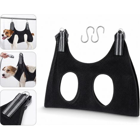 1 Pièce Sac de Bain Suspendu Noir en Maille de Nylon pour Chien, Dimensions 75×46 cm, Accessoire de Toilettage pour Animal (1/5)