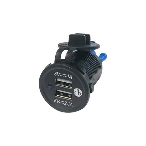 Caricatore da pannello USB 12/24Vdc 2 uscite 5Vdc 1A/2,1A
