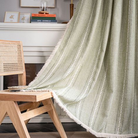 Panneau de Rideau Translucide en Lin - Dégradé de Couleur (Mélange Lin/Rayon) - pour Traitement de Fenêtre du Salon ou de la Chambre (1/5)