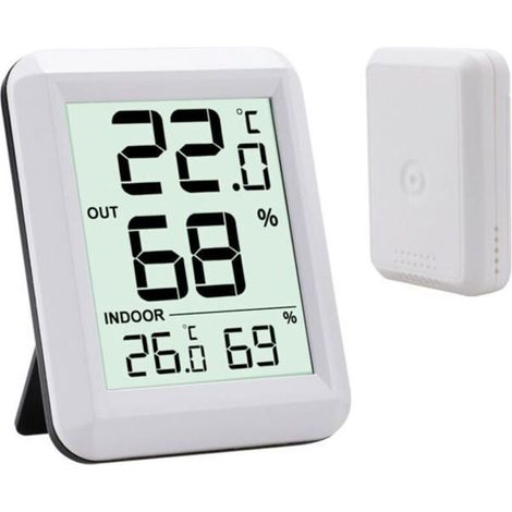 Wireless Indoor Outdoor Thermometer, LCD Hygrometer, ℃/℉ Switch
