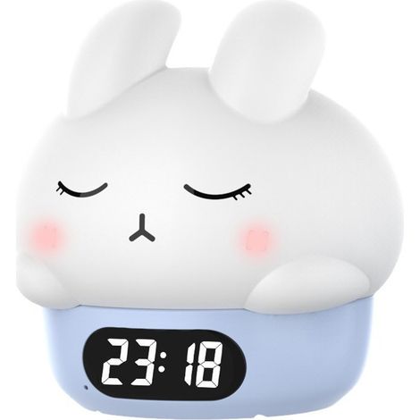 1 Lampe Lapin Silicone LED 7 Couleurs Réveil Enregistreur Télécommande Yeux Mignons Chambre (1/5)