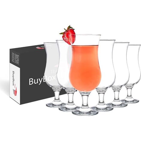 Set Cocktail Glasses 380ml/12.8oz - Pina Colada, Pint, Milkshake, Mojito, Margarita, Sangria, Aperol Spritz - Hurricane Glass and Ice Cup (1/5)