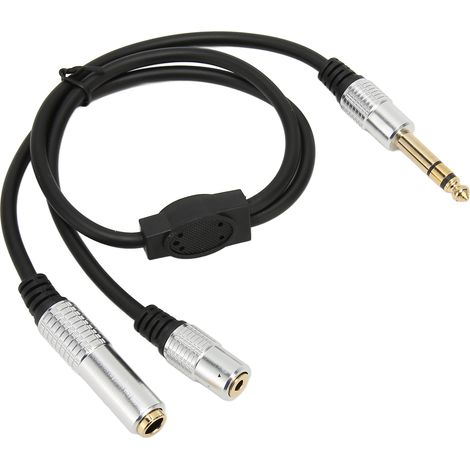 Câble audio répartiteur stéréo TRS 6,35 mm mâle vers 6,35 mm femelle (3,5 mm) pour amplificateur et microphone. (1/5)