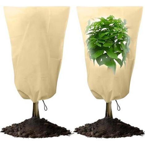 2PCS Winter Plant Covers 120x80cm, Outdoor Protection Fleece, Winterizing Bags