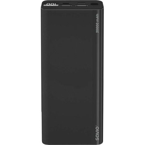 savio SAVIO Power Bank USB C - Powerbanks - Batterie externe USB 20 000 mAh avec affichage LED - Batterie externe USB C petite et puissante - Fonction de charge rapide (SAVBA-05)