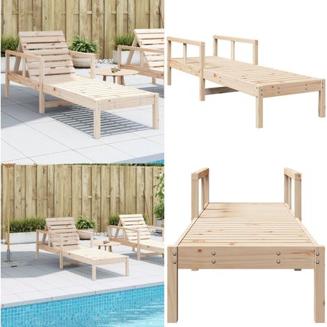 Chaise longue 199,5x62x55 cm bois massif de pin - Chaises Longues - Chaises Longues Pliantes - Mobilier De Jardin - Salon De Jardin - Bains De Soleil - Home & Living (1/5)