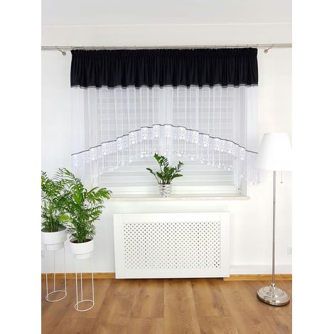 Cortina marquesina decorada con encaje guipur y circonitas - negra (1/5)