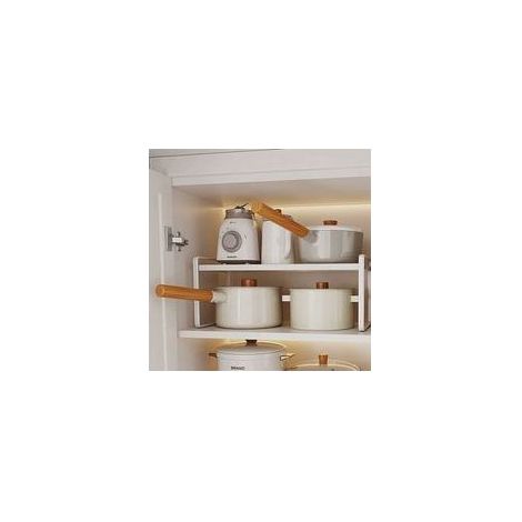 étagère de Rangement en métal,étagère de Cuisine Avec tapis antidérapant,Organiseurs de Placards,pour Placard de Cuisine/salle de bain/comptoirs/ustensiles(Blanc). (1/5)