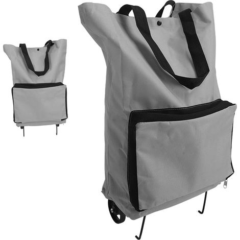 Einkaufswagen, Faltbare Einkaufstasche mit Rädern, Einkaufstasche auf Rädern, 2-in-1-Einkaufswagen, Faltbarer Einkaufswagen aus Oxford-Gewebe für Supermarkt, Reisen, Zuhause, Camping (45 x 35 x 12 cm)