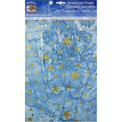Foglio carta cielo per presepe dipinto a mano con stelle oro 70 × 100 cm (1/2)