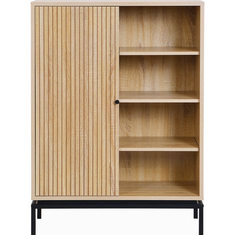 Bibliothèque 1 porte 4 niches effet bois 80 cm - Talia (1/5)